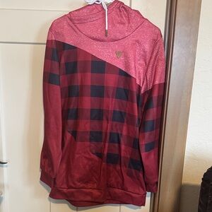Red and Black Plaid Hoodie